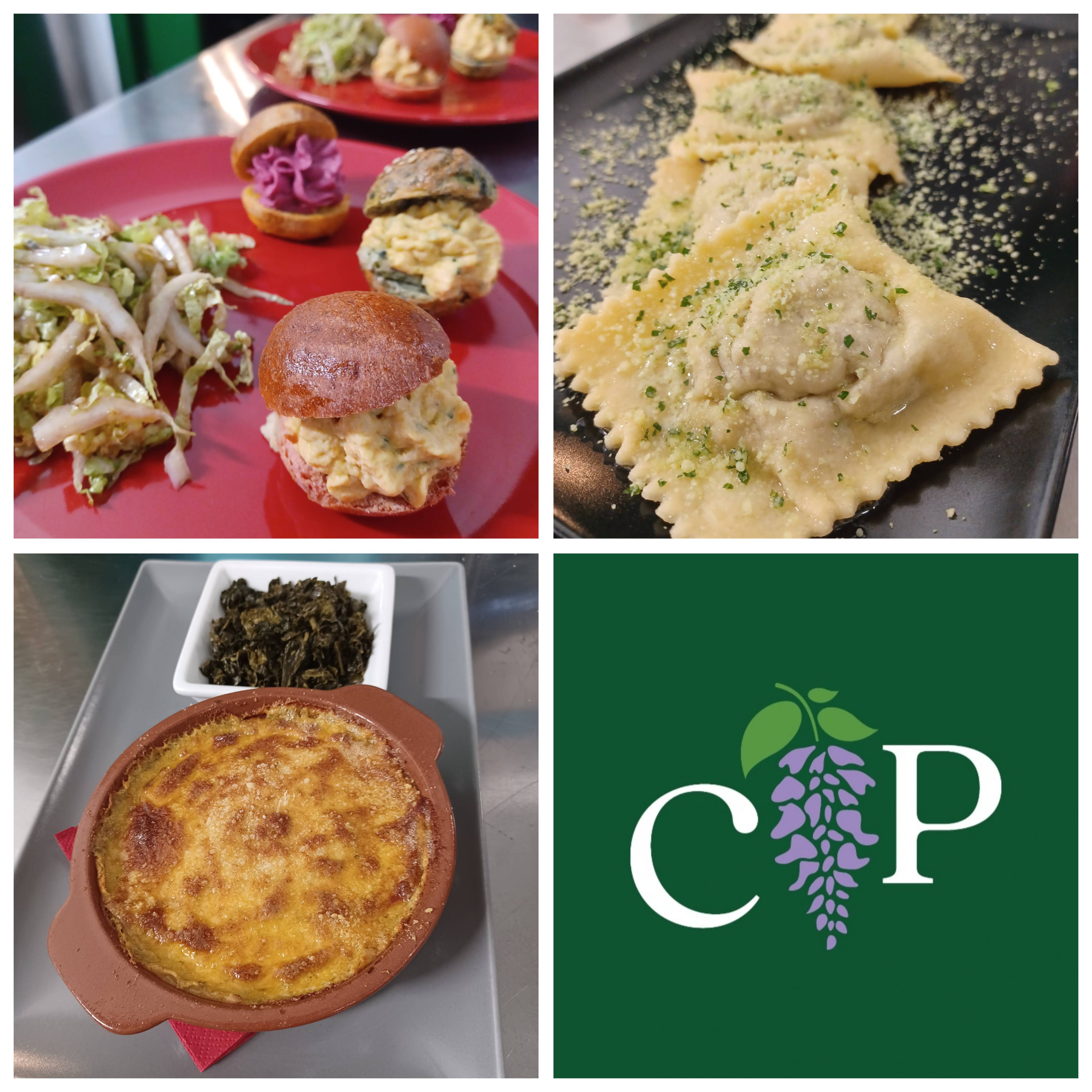 Menù dell'orto Febbraio 2026 - Tris di hummus, Ravioli di polenta e funghi, Millefoglie di zucca e gorgonzola, Strudel di mele